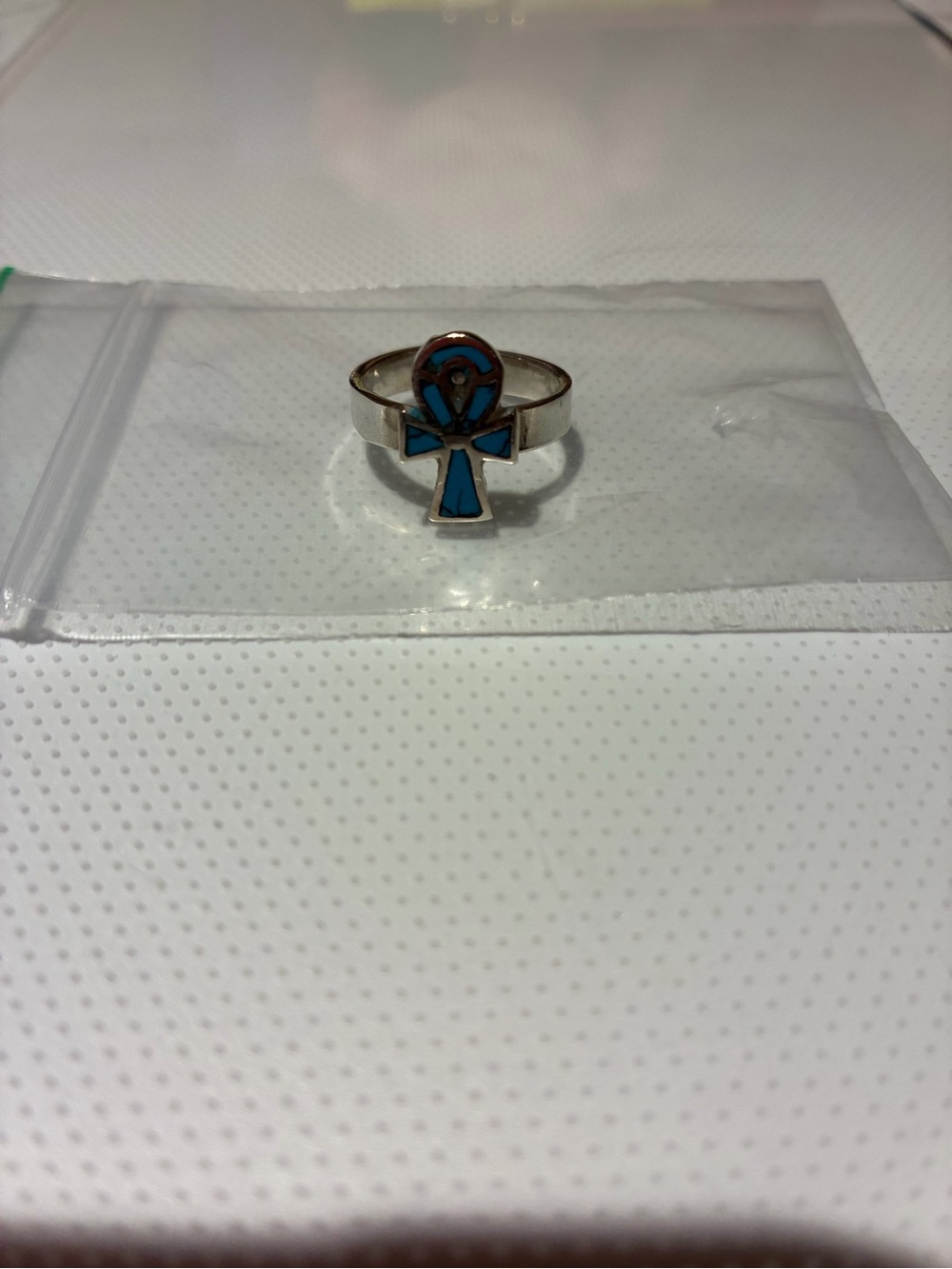 Turquoise Enamel Ankh Ring - Women's Symbolic Jewelry